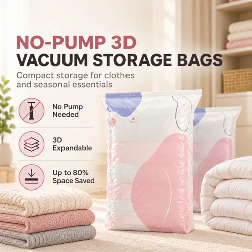 💨 No-Pump Vacuum Storage Bags ✨ Save Space, Store More! 🧺