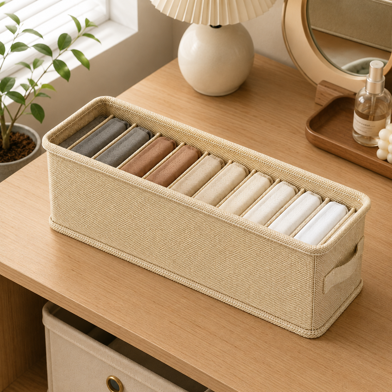 Fabric 11-Grid Socks Organizer