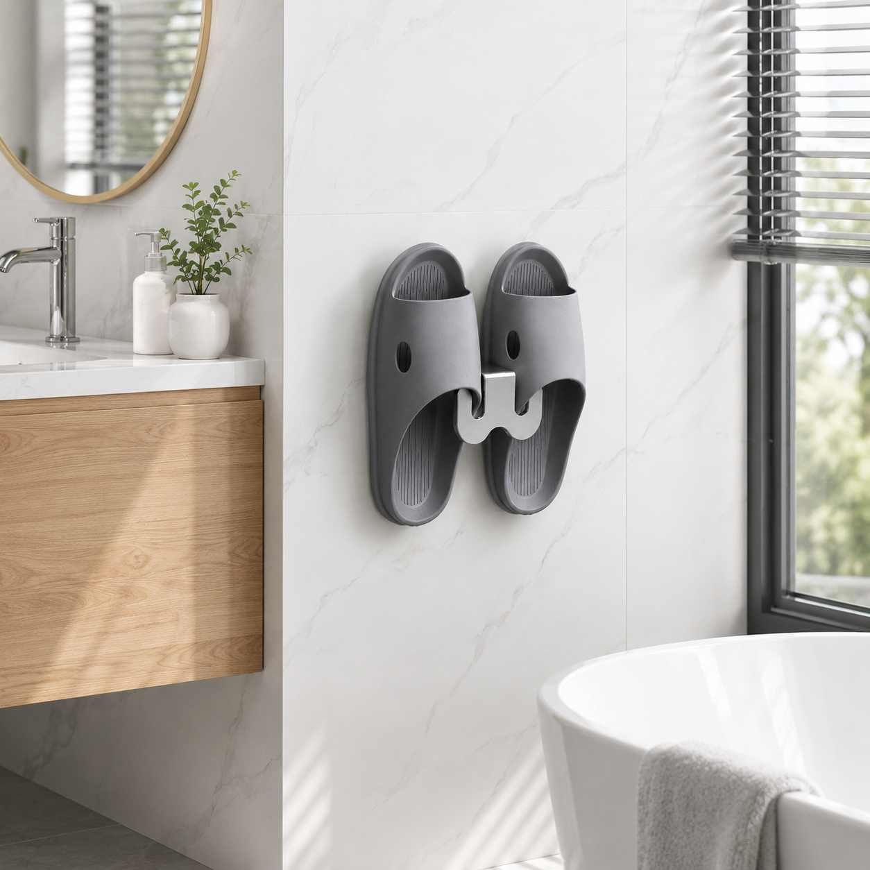Wall-Mounted Slipper Rack (Adhesive Type)
