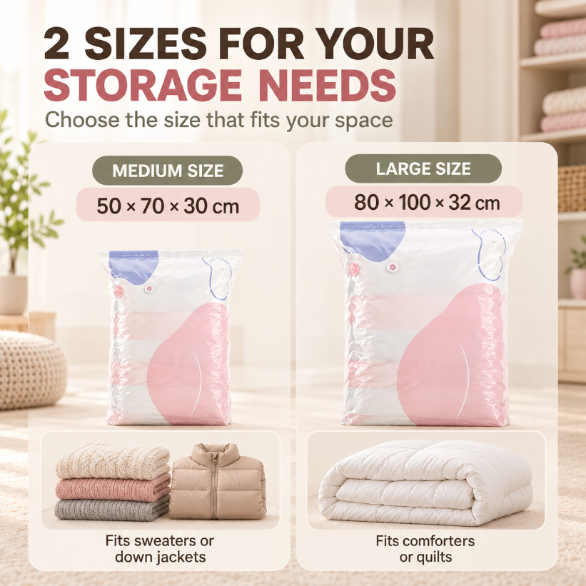 💨 No-Pump Vacuum Storage Bags ✨ Save Space, Store More! 🧺